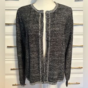 NWT Elle Open Cardigan Sweater in Black, White and Gray - Size L